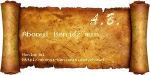 Abonyi Benjámin névjegykártya