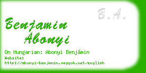 benjamin abonyi business card